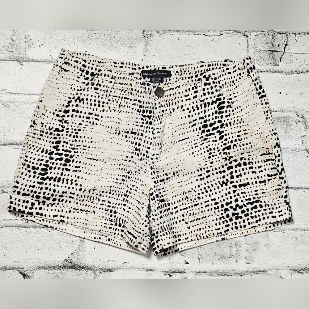 Marina Luna Animal Print Shorts Black Cream Casual Summer Size 8